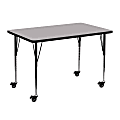 Flash Furniture Mobile Rectangular Thermal Laminate Activity Table With Standard Height-Adjustable Legs, 30-3/8"H x 30"W x 48"D, Gray 1 thumbnail image