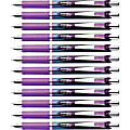 Pentel® EnerGel® RTX Liquid Gel Pens, Pack Of 12, Fine Point, 0.5 mm, Blue Stainless Steel Barrel, Violet Ink