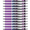 Pentel® EnerGel® RTX Liquid Gel Pens, Pack Of 12, Fine Point, 0.5 mm, Blue Stainless Steel Barrel, Violet Ink 1 thumbnail image