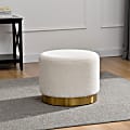 Glamour Home Bellini Bouclé Fabric Ottoman, 16-1/2”H x 20”W x 20”D, White/Gold 1 thumbnail image