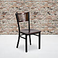 Flash Furniture Decorative Slat Back Metal Restaurant Chair, Walnut/Black