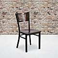 Flash Furniture Decorative Slat Back Metal Restaurant Chair, Walnut/Black 1 thumbnail image