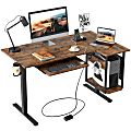 Bestier 58"W Electric Adjustable-Height Standing Desk With Keyboard Tray And CPU Host Shelf, Rustic Brown 1 thumbnail image