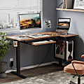 Bestier 58"W Electric Adjustable-Height Standing Desk With Keyboard Tray And CPU Host Shelf, Rustic Brown 1 thumbnail image