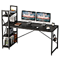 Bestier Modern Office Desk With Storage Shelf & Headset Hook, 63"W, Black Grained 1 thumbnail image