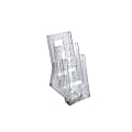 Azar Displays Tiered Modular 3-Pocket Crystal Styrene Brochure Holders, 11 3/4"H x 4 1/2"W x 7"D, Clear, Pack Of 2