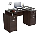 Inval 49"W Computer Desk With 4 Drawers, Espresso-Wengue