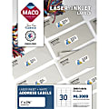 MACO® White Laser/Ink Jet Address Labels, ML-3000, Permanent Adhesive, 1"W x 2 5/8"L, Rectangle, White, 30 Per Sheet, Box Of 3,000