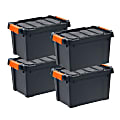 Iris® Remington Heavy Duty Store-It-All Totes, 5 Gallon, Black, Set Of 4 Totes