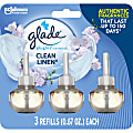 Glade PlugIns Scented Oil Variety Pack, Clean Linen, 2.01 Oz, Yellow, Pack Of 3