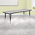Flash Furniture Rectangle Wave Flexible Collaborative Thermal Laminate Activity Table With Standard Height Adjustable Legs, 30-1/4"H x 26"W x 60"D, Gray