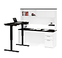 Bestar Pro-Concept Plus 72"W L-Shaped Standing Corner Desk With Pedestal And Hutch, White/Deep Gray