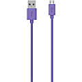 Belkin Micro USB ChargeSync Cable - 4 ft Micro-USB/USB-A Data Transfer Cable for Tablet PC, Digital Text Reader, Notebook, Speaker, Smartphone - First End: 1 x Micro-B USB 2.0 - Male 5-pin - Second End: 1 x USB 2.0 Type A - Male 4-pin - Purple