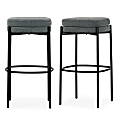 Glamour Home Avril Boucle Fabric Bar Stools, Gray/Black, Set Of 2 Stools