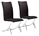 Zuo Modern Delfin Dining Chairs, Espresso/Chrome, Set Of 2 Chairs