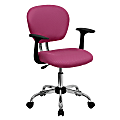 Flash Furniture Mesh Mid-Back Swivel Task Chair With Arms, Pink/Silver