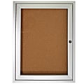 Ghent 1 Door Enclosed Natural Cork Bulletin Board, Satin Aluminum Frame, 24"H x 18"W 1 thumbnail image