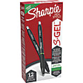 Sharpie® S-Gel Retractable Pens, Medium Point, 0.7 mm, Black Barrel, Green Ink, Pack Of 12 Pens