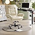 Bestier Ergonomic Velvet High-Back Swivel Executive Office Chair With Adjustable Padded Arms And Padded Headrest, Beige 1 thumbnail image