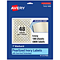 Avery® Pearlized Permanent Labels With Sure Feed®, 94606-PIP100, Starburst, 1", Ivory, Pack Of 4,800 Labels 1 thumbnail image