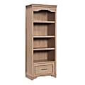 Sauder® Rollingwood Country 72"H 4-Shelf Bookcase With Filing Drawer, Brushed Oak