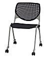 KFI Studios KOOL  With Casters Plastic Seat, Plastic Back Stacking Chair, 22" Seat Width, Black Seat/Silver Frame, Quantity: 1