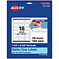 Avery® Permanent Labels With Sure Feed®, 94227-CMF100, Rectangle, 1-1/4" x 2-3/8", Matte Clear, Pack Of 1,800 1 thumbnail image