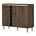 South Shore 49"W Hype Buffet With Storage, Natural Walnut/Faux Carrara Marble