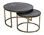 Coast to Coast Eri Nesting Tables, 19"H x 30"W x 30"D, Kyle Black/Gold, Set Of 2 Tables