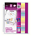 Avery® Protect 'n Tab™ Tabbed Sheet Protector Dividers, 8-1/2" x 11", Clear, 8-Tab Set
