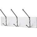 Safco® Metal Wall Rack Coat Hooks, 3 Hooks, 7"H x 18"W x 3 3/4"D, Satin Aluminum