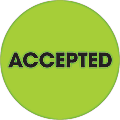 Tape Logic® Preprinted Special Handling Labels, DL1264, Accepted, Round, 2", Fluorescent Green, Roll Of 500 1 thumbnail image