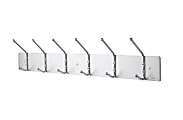 Safco® Metal Wall Rack Coat Hooks, 6 Hooks, 6 3/4"H x 36"W x 3 3/4"D, Satin Aluminum