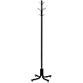 Safco 4 Double Hook Costumer - 8 Hooks - 80 lb (36.29 kg) Capacity - 70" Height x 21" Width - 2.50" Size - for Garment, Hat - Steel - Black - 1 Each 1 thumbnail image