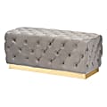 Baxton Studio Corrine Ottoman, Gray/Gold