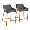 Lumisource Daniella Counter Stools, Gray/Gold, Set Of 2 Stools, B24DNLA2AUPUGY2 1 thumbnail image
