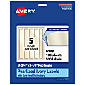Avery® Pearlized Permanent Labels With Sure Feed®, 94262-PIP100, Rectangle, 9-3/4" x 1-1/4", Ivory, Pack Of 500 Labels