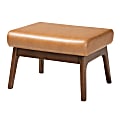 Baxton Studio Bianca Ottoman, Tan/Walnut Brown