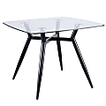 Lumisource Clara Mid-Century Modern Dining Table, Square, Clear/Black