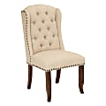 Ave Six Jessica Tufted Wing Chair, Linen/Coffee