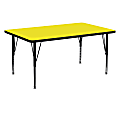 Flash Furniture 60"W Rectangular HP Laminate Activity Table With Short Height-Adjustable Legs, Yellow