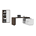 Bestar Equinox 72"W L-Shaped Corner Desk With Storage Cabinet, Antigua/White 1 thumbnail image