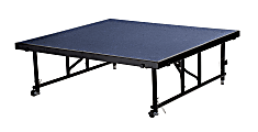 National Public Seating Carpeted Transfix Stage Platform, 16"-24", 4' x 4', Blue