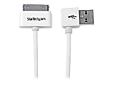 StarTech.com 1m (3 ft) Apple 30-pin Dock Connector to Left Angle USB Cable for iPhone / iPod / iPad with Stepped Connector - 3.28 ft Apple Dock Connector/USB Data Transfer Cable for PC, Charger, iPhone, iPad, iPod, Cellular Phone