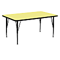 Flash Furniture Rectangular Thermal Laminate Activity Table With Height-Adjustable Short Legs, 25-1/8"H x 30"W x 60"D, Yellow