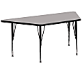 Flash Furniture Trapezoid HP Laminate Activity Table With Height-Adjustable Short Legs, 25-1/4"H x 29"W x 57"D, Gray