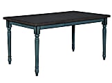 Powell Maillet Dining Table, 30-1/4"H x 59"W x 35-1/2"D, Burnished Oak/Teal Blue
