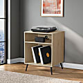 Office Star Retro Record Player Stand With Album Storage, 30”H x 23-3/4”W x 19”D, Norwegian Alder 1 thumbnail image