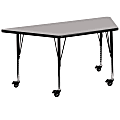 Flash Furniture Mobile Trapezoid HP Laminate Activity Table With Height-Adjustable Short Legs, 25-1/2"H x 29"W x 57"D, Gray 1 thumbnail image