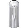 Safco Reflections By Open Top Dome Receptacle, Chrome - 15 gal Capacity - Round - Puncture Resistant, Fire-Safe - 34" Height x 15" Width x 15" Depth x 15" Diameter - Steel - Chrome - 1
